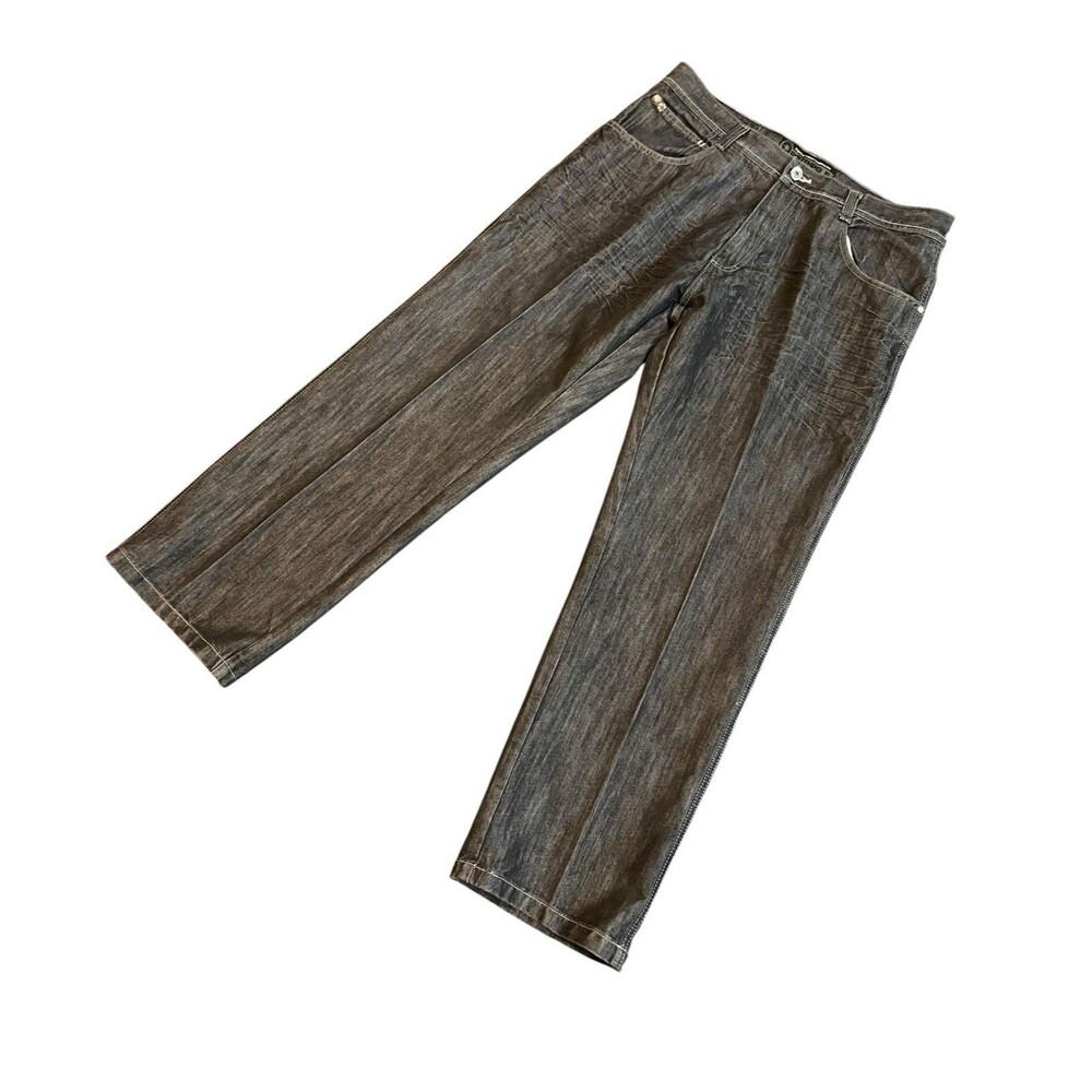 Vintage Y2K South Pole Black Baggy Fit Wide Leg Jeans Size 38x32